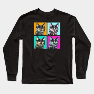 Black Cat Pop Art Long Sleeve T-Shirt